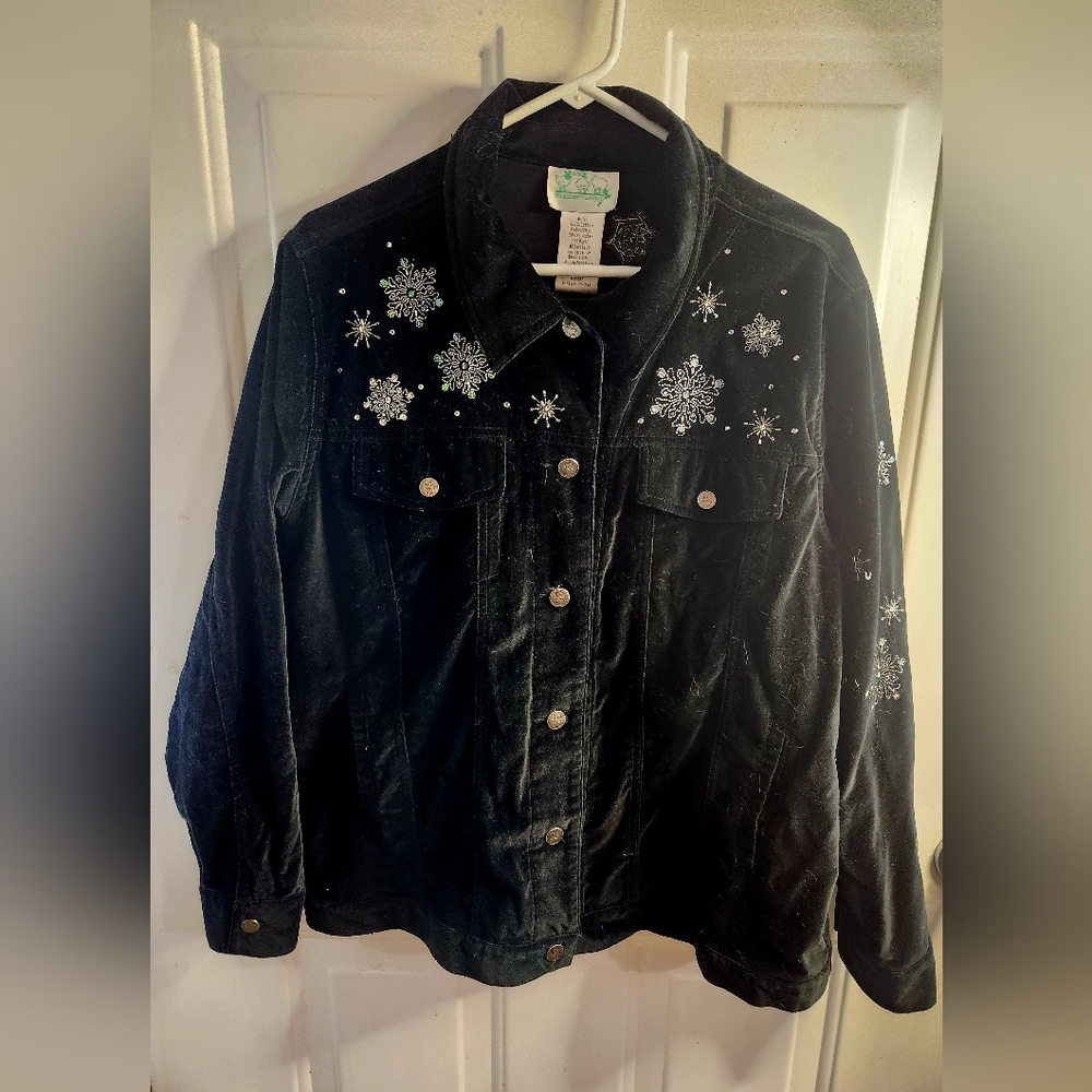 Women's Quacker Factory Velvet Christmas Jacket sz L